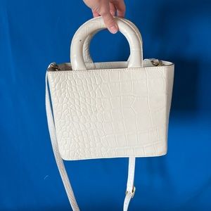 STAUD White Croc Bucket Hand Bag Purse